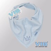 VIB® - Bandana slab Luxe velours - Kroontje (Blauw) - Babykleertjes - Baby cadeau