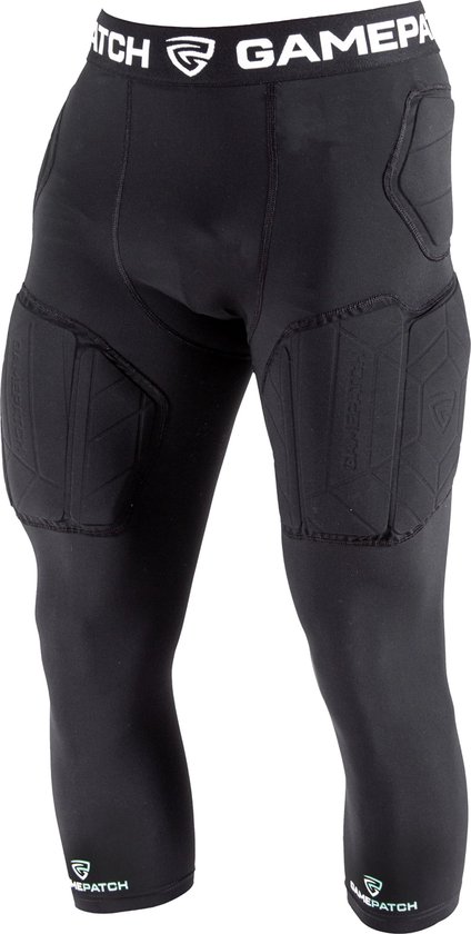 GAMEPATCH | Padded 3/4 tights PRO+ | Zwart | Maat M | Basketball | Handball | Urban Sports