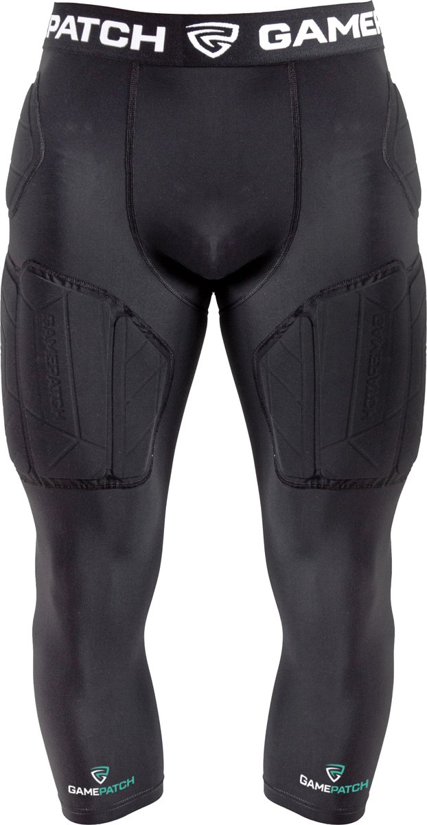 GAMEPATCH | Padded 3/4 tights PRO+ | Zwart | Maat 2XL | Basketball | Handball | Urban Sports
