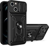 Lennexo Armor Hoesje Geschikt Voor iPhone 15 Plus - Extreme ShockProof iPhone 15 Plus Hoesje Met Pashouder - Ultra Hybrid Armour Case