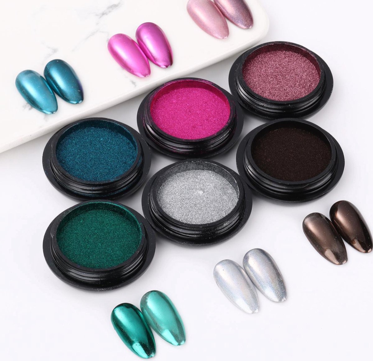 GUAPÀ Holografische Glitter Poeder Set 6 Nail Art glitters Nail Art & Nagel Decoratie Spiegel en pigment poeder Chrome Nagels 6 stuks kleuren nagelpoeder