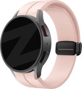 Bracelet en silicone Bandz avec boucle en D adapté pour Galaxy Watch 6 / 6 Classic / 5 40 mm & 44 mm / 5 Pro / 4 & Watch 4 Classic - Bracelet de montre intelligente en silicone de haute qualité avec fermoir magnétique - bracelet en silicone rose