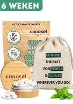 CHOOSE Starter Box - Tandpasta Tabletten met Bamboe Pot en Katoenen Zakje - 6 Weken Voorraad - Gemaakt door Tandartsen