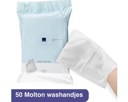 ABENA Molton Wegwerp Washandjes – 50 stuks – Van Kwalitatief Zacht, Dun en Sterk Materiaal – Hygiënisch – Voor Eenmalig Gebruik – Royale Handinsteek – Perfect voor Onderweg