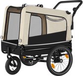 tectake Hondenfietskar 3-in-1 – Beige – 40kg – Opvouwbaar met Reflectoren