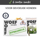 Woef Woef Snacks Hondensnacks Hypoallergene Snackbox - 1.00 KG - Kauwsnacks - Gedroogd vlees - Diverse smaken - vanaf 3 maanden - Geen toevoegingen