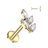 Piercing blaadje marquise 1.2x8 goud