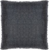 Sierkussen - linnen kussen - franjes - charcoal - by Mooss - 55 x 55 cm