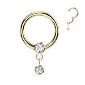 Clicker ring met dazzle hanger 1.2x10 goud