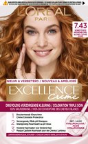 L'Oréal Paris Excellence Crème Goud Koperblond 7.43 - Permanente Haarkleuring - Rijk en levendig kleurresultaat - Haarverf