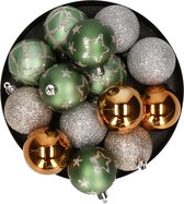 Atmosphera kerstballen 15x - champagne/groen -5 cm - kunststof