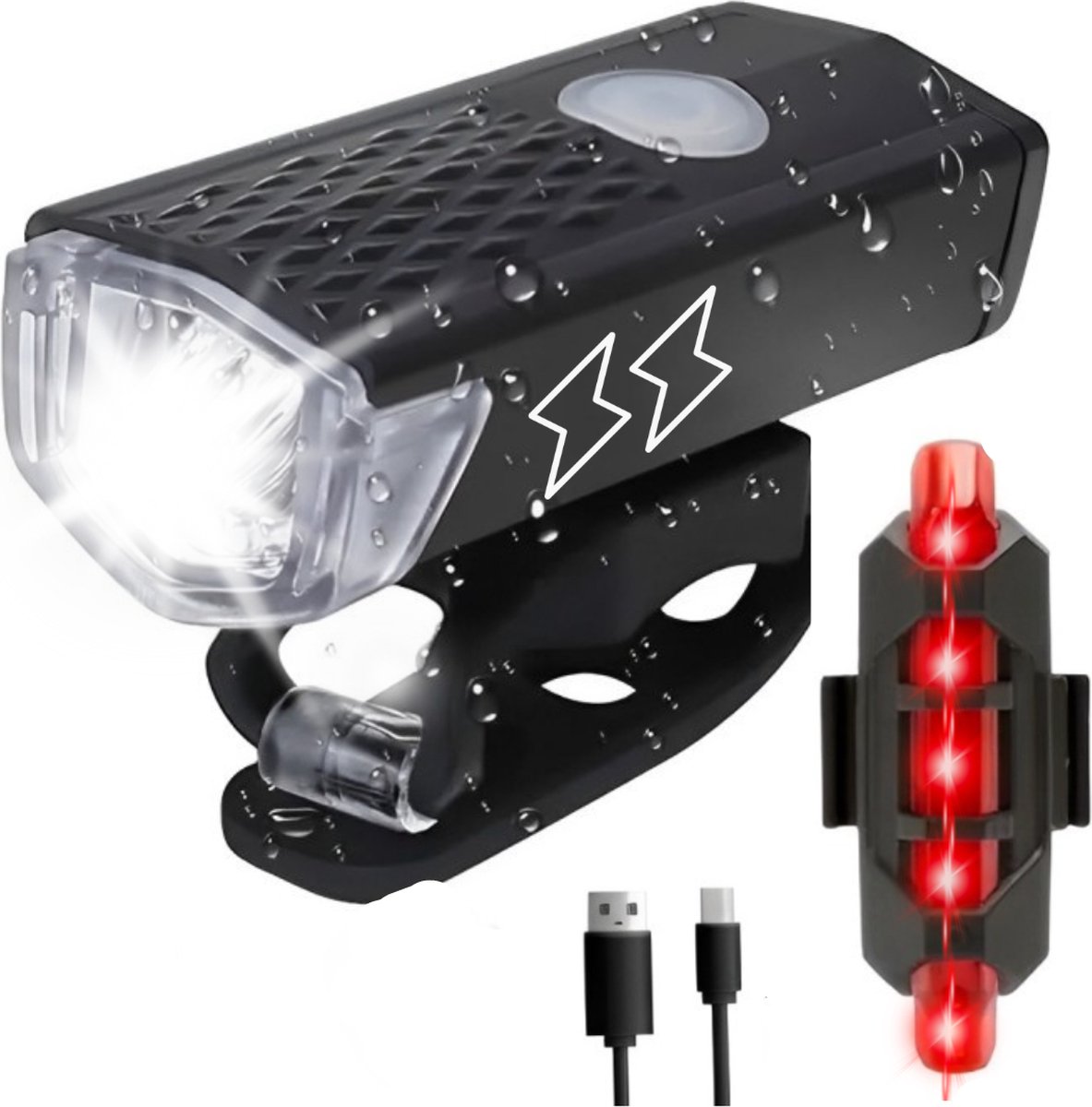 Proda Fietslamp - Race Fietsverlichting 300 Lumen - Oplaadbaar - Voor- en achterlicht - Kerstcadeau