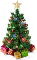 Mini Kerstboom 58,4cm met Versiering - Eenvoudig in Elkaar te Zetten - Tafel Kunstkerstboom - Incl. Ster, Geschenkdozen, 30 Kerstversieringen