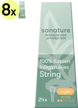 Protège-slips string 100% coton Sanature - 8 x 24 pièces : protection naturelle pour votre string ou tanga