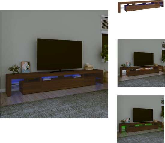 vidaXL TV-meubel naam - Bruineiken - 260 x 36.5 x 40 cm - Met RGB LED-verlichting - Kast