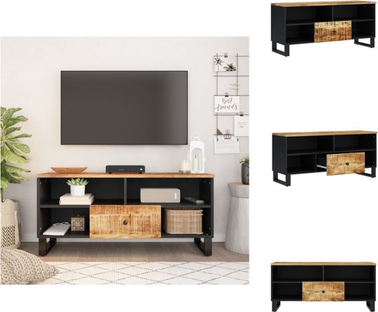 vidaXL TV-meubel - Mangohout - 100 x 33 x 46 cm - opbergruimte en uitstalfunctie - Kast