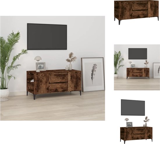 vidaXL TV-meubel Urban - Industrieel - 102 x 44.5 x 50 cm - Gerookt eiken - Kast