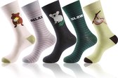 Monfoot - Grappige sokken - Vrolijke Kleurrijke Warme Dieren Sokken - Unisex - 5 Paar - Maat 39/43 - Dieren Patroon - Perfect Cadeau