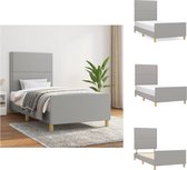 vidaXL Bedframe Lichtgrijs - 203 x 103 x 118/128 cm - Verstelbaar hoofdeind - Stabiele poten - Multiplex lattenbodem - Comfortabele ondersteuning - Bed