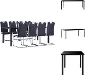 vidaXL Eetset Eettafel Zwarte Gehard Glas 200x100x75cm - 8 Tuinstoelen Kunstleer Staal 42x52x100cm Zwart - Set tafel en stoelen