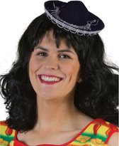 Funny Fashion Mexicaanse mini Sombrero hoedje diadeem - carnaval/verkleed accessoires - zwart - stro