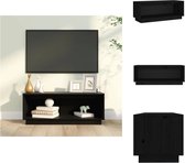 vidaXL Zwevend Tv-meubel - Zwart - Massief Grenenhout - 90x35x35 cm - Kast