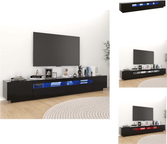 vidaXL TV-meubel - LED-verlichting - Hifi-kast - 260 x 35 x 40 cm - Zwart - Kast