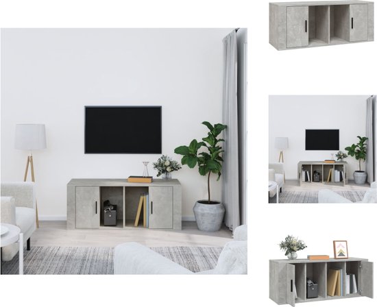 vidaXL TV-meubel - Betongrijs - 100 x 35 x 40 cm - Stijlvol en praktisch - Kast