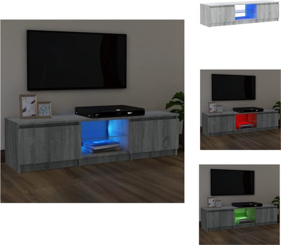 vidaXL TV-meubel Sonoma Eiken - 140 x 40 x 35.5 cm - Met RGB LED-verlichting - Kast