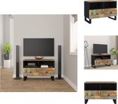 vidaXL Tv-meubel Industrieel - 70 x 33 x 46 cm - Massief gerecycled hout - Zwart frame - Kast