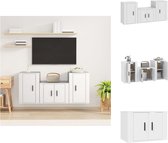 vidaXL Tv-meubelset - Klassiek ontwerp - Wandgemonteerd - 3-delige set - Wit - Kast