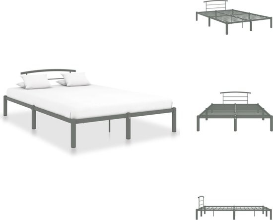 vidaXL Metalen Bedframe - Grijs - 210 x 150 x 63 cm - Geschikte matras 140 x 200 cm - Eenvoudige montage - vidaXL - Bed