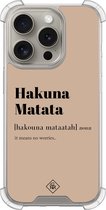 Casimoda® hoesje - Geschikt voor iPhone 15 Pro - Hakuna Matata - Shockproof case - Extra sterk - TPU/acryl - Bruin/beige, Transparant