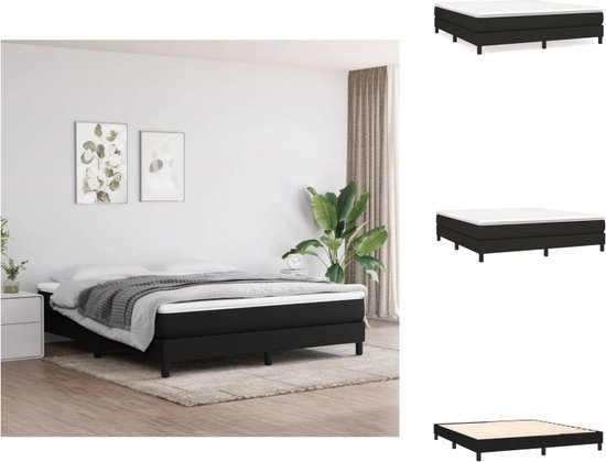 vidaXL Boxspring met matras kunstleer zwart 80x200 cm, bed