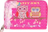 Portemonnee - Uitjes op Tak - Happy Owl - Roze - Rits - 13x9cm