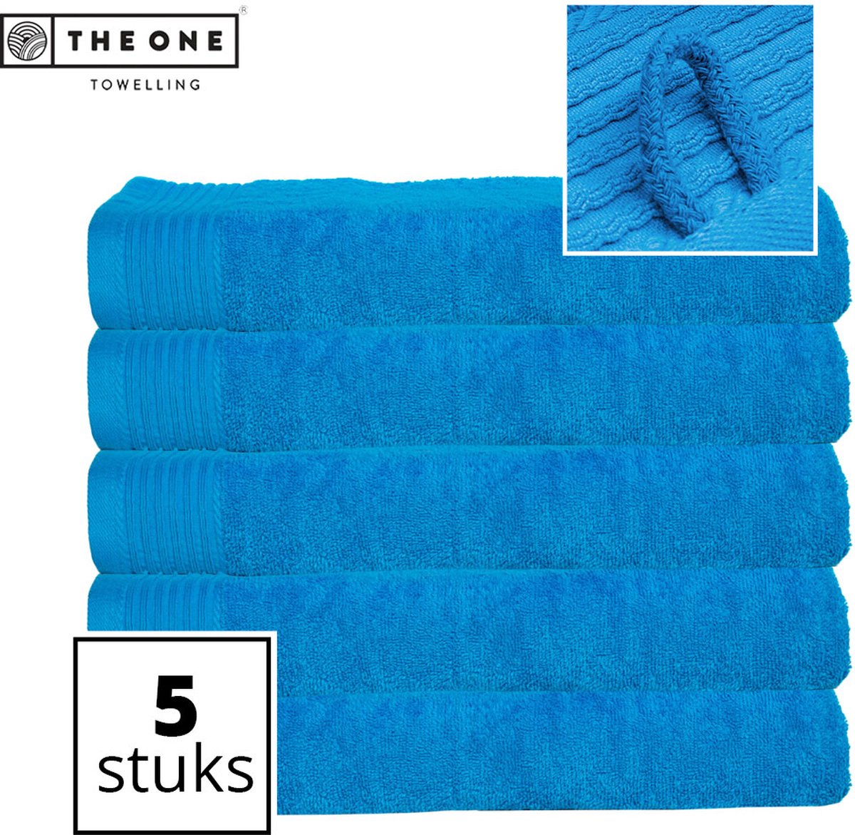 The One Towelling Classic Strandlakens - Voordeelverpakking - Hoge vochtopname - 100% Gekamd katoen - 100 x 180 cm - Turquoise - 5 Stuks