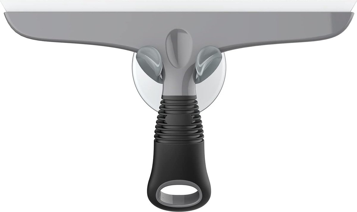 Goedkoopste Siliconen Douchewisser met Zuignap Houder, Douche Trekker, Raamwisser voor Spiegel, Raam, Douchedeur, Badkamer, Flitsche Badkamerwisser, Glasreinigingsset, Grijs & Zwart