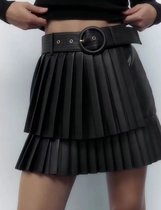 Erotische dubbele rok - Hoge taille - PU leder - Verstelbaar - Ritssluiting - Sexy kleding - BDSM
