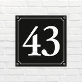 Huisnummerbord Klassiek - Nummer 43 - 14 x 11 cm - incl. bevestiging | - naambord - nummerbord - voordeur
