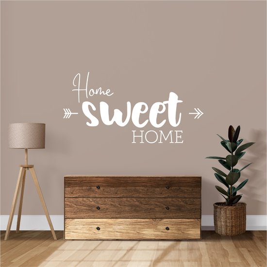 Muursticker - Home Sweet Home - 50 x 80 cm - 1 stuks - Wit - Muurstickers - Muurstickers slaapkamer - Stickers - Sticker - Stickers volwassenen