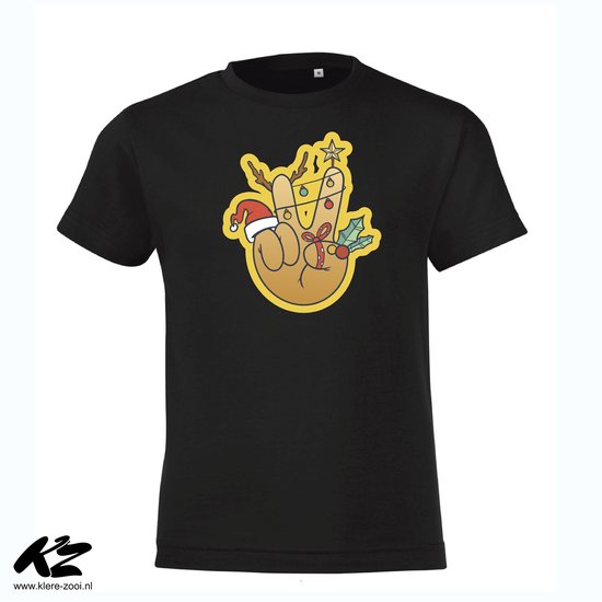 Klere-Zooi - Christmas Peace Sign - Kids T-Shirt - 152 (12/13 jaar)