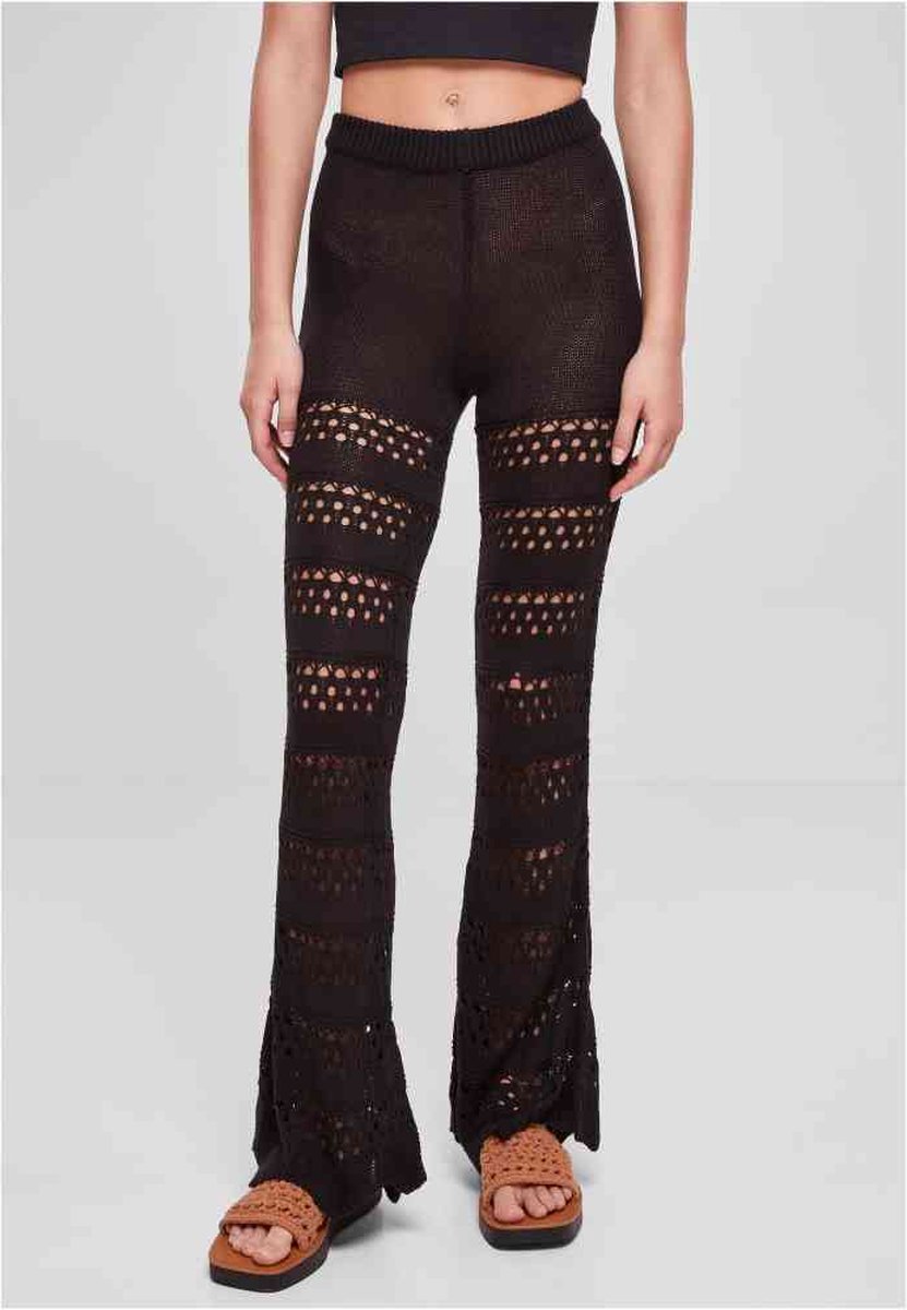 Urban Classics Flared Crochet Knit Legging XS Zwart