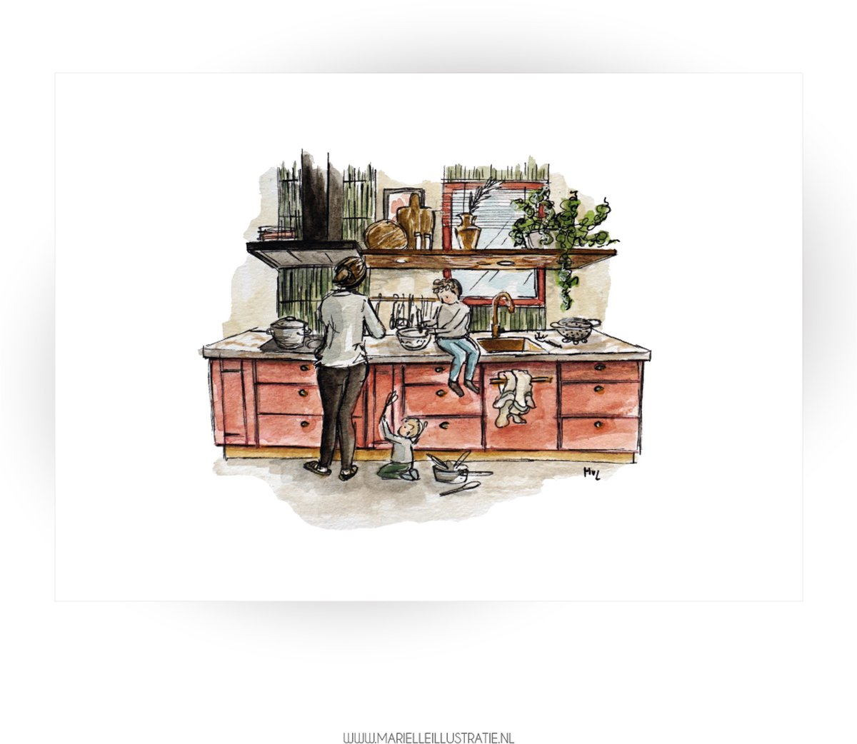 In de keuken - wenskaart 10x15cm