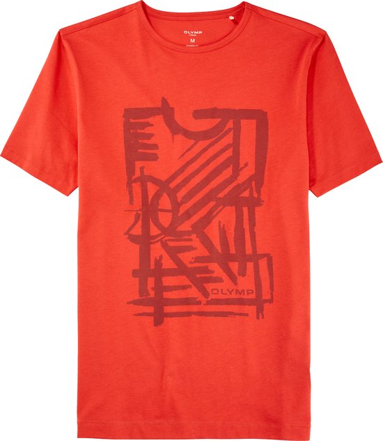 OLYMP Casual modern fit T-shirt - rood - Maat: