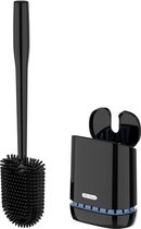Toiletborstel WC-borstel en houder, Toiletborstels met wandhouder voor badkamer, zwart
