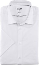 OLYMP 24/7 No. 6 Six super slim fit overhemd - korte mouw - tricot - wit - Strijkvriendelijk - Boordmaat: 42