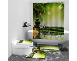 Floraweg Douchegordijn,Shower Curtain,badgordijn,badkamergordijn,Stil landschap,-topkwaliteit - digitale printen -Anti Schimmel - Inclusief 12 ringen -met 12 stuks douchegordijnhaken – Waterdicht -Wasbaar- Polyester - 180x200 cm