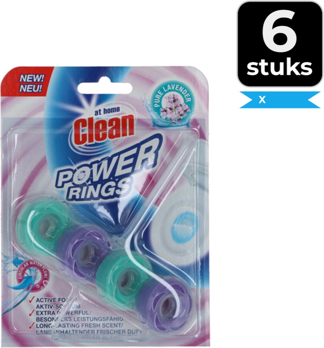 At Home Toiletblok Power Rings Pure Lavender 40 gr - Voordeelverpakking 6 stuks