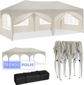 Tente de fête Trendopolis 3x6m - Verrouillable - Réglable en hauteur - Etanche - 6 parois et toile - Pliable - Facile à monter