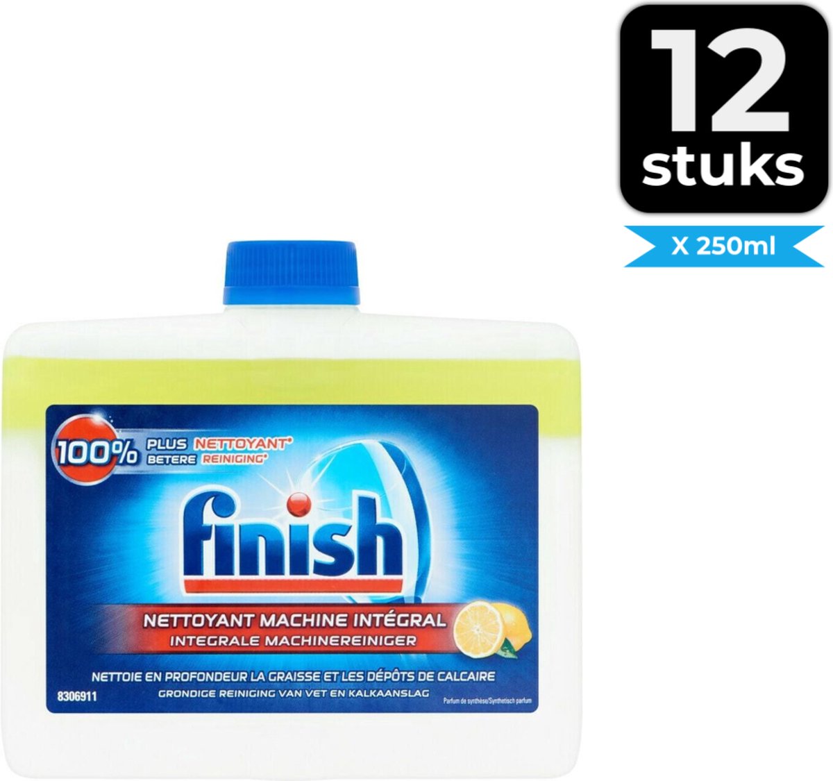 Finish Vaatwasmachine Reiniger - Citroen - 250 ml - Voordeelverpakking 12 stuks